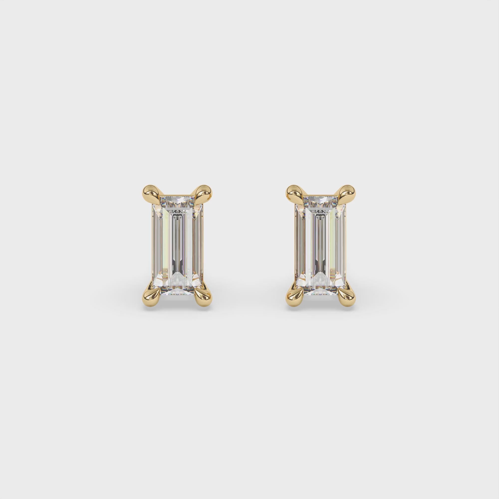 Enchanted Square Gold and Diamond Stud Earrings